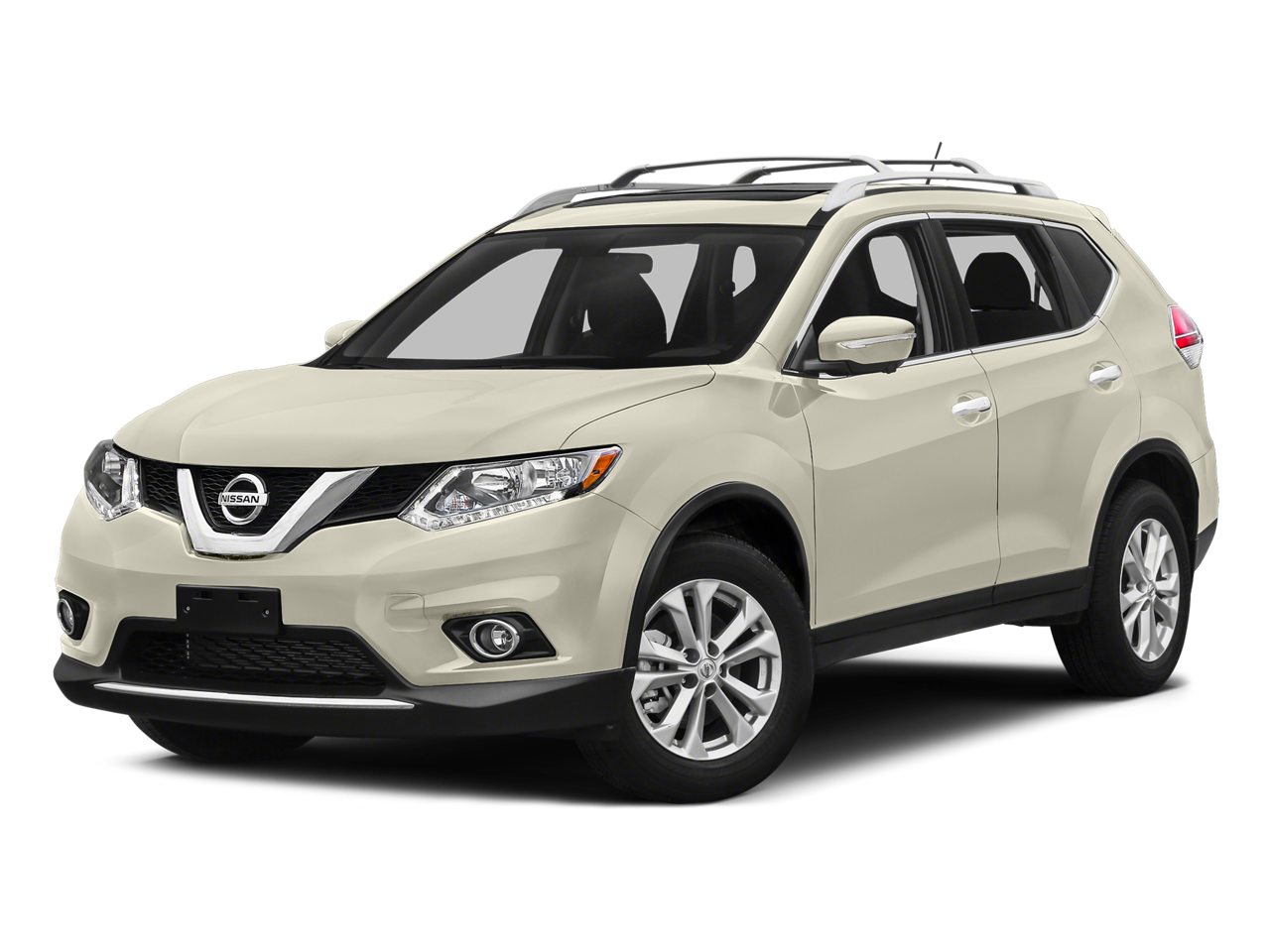 2016 Nissan Rogue SV in Pearl White — front three-quarter view