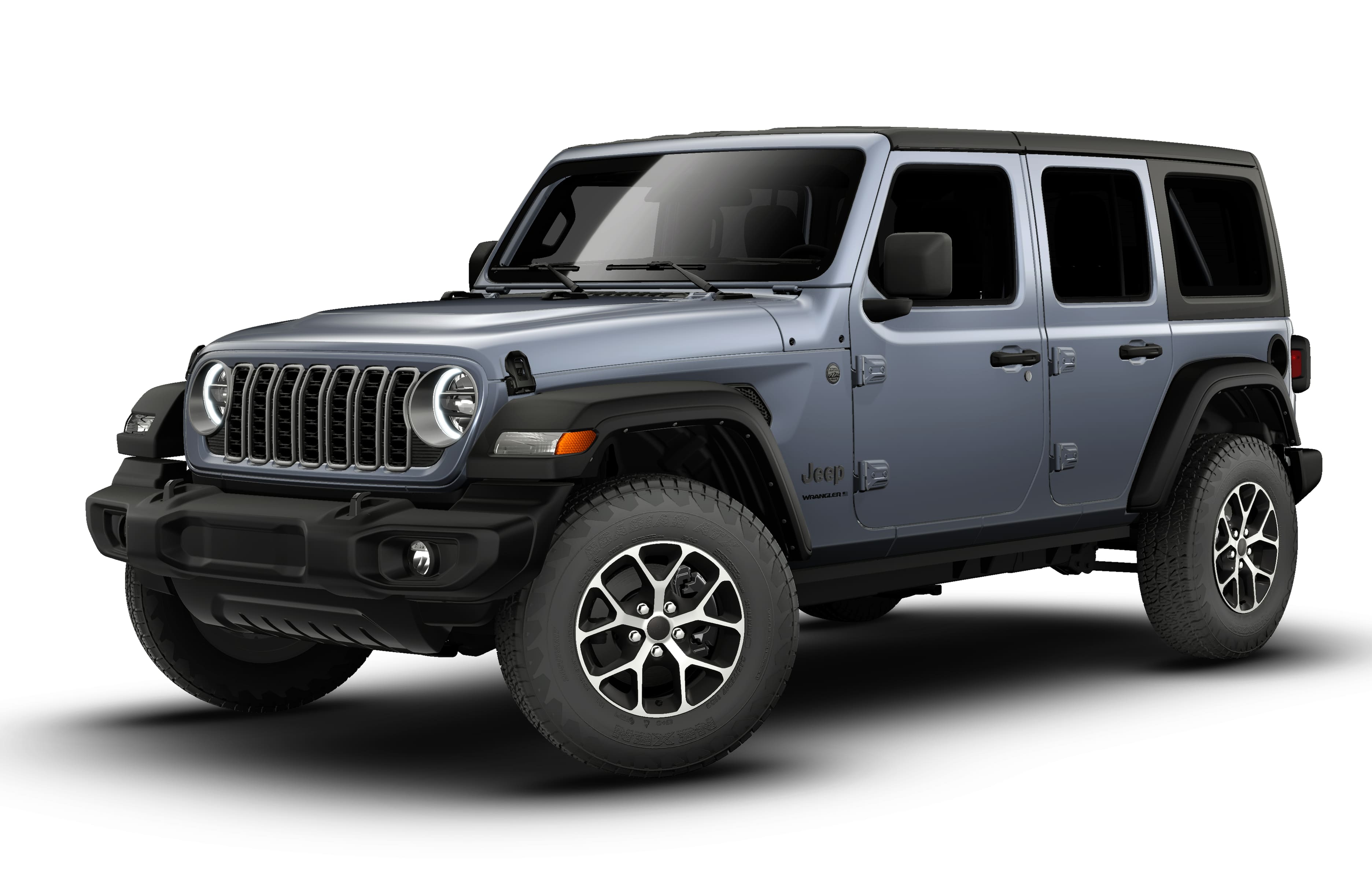 2026 Jeep Wrangler WRANGLER 4-DOOR SPORT S in Anvil Clear-Coat Exterior Paint — front three-quarter view