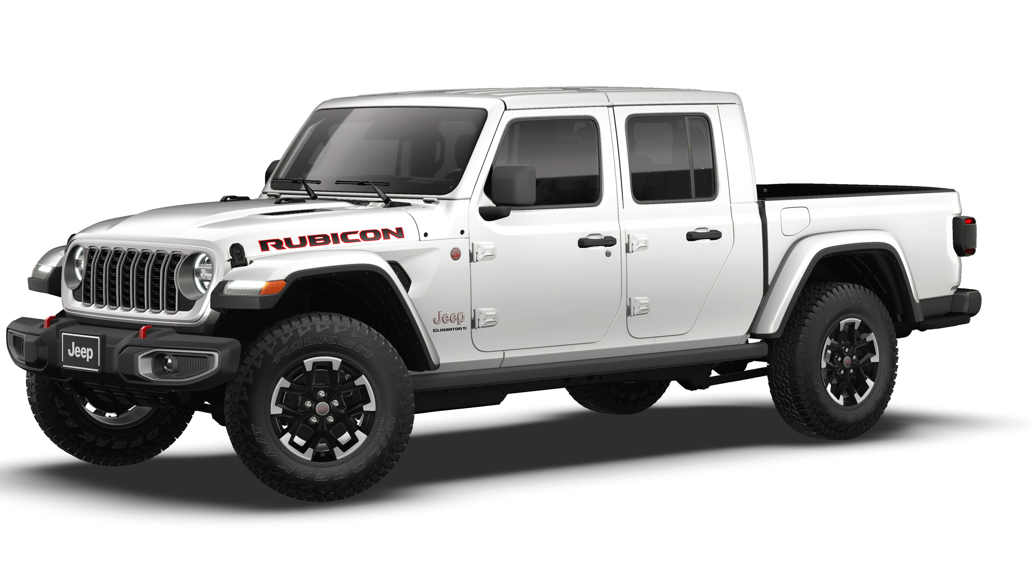 2026 Jeep Gladiator GLADIATOR RUBICON 4X4 in Bright White Clear-Coat Exterior Paint — front three-quarter view