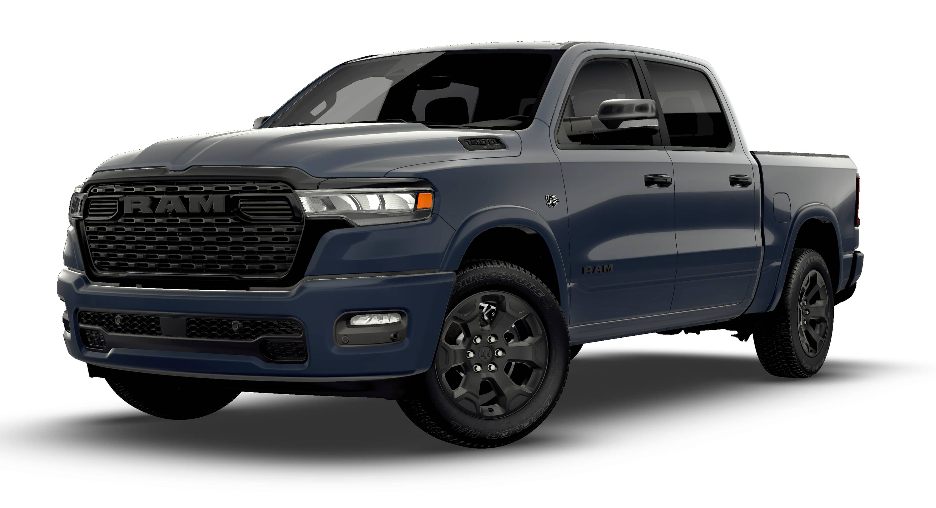 2026 RAM 1500 RAM 1500 BIG HORN CREW CAB 4X4 5'7' BOX in Forged Blue Metallic Exterior Paint — front three-quarter view
