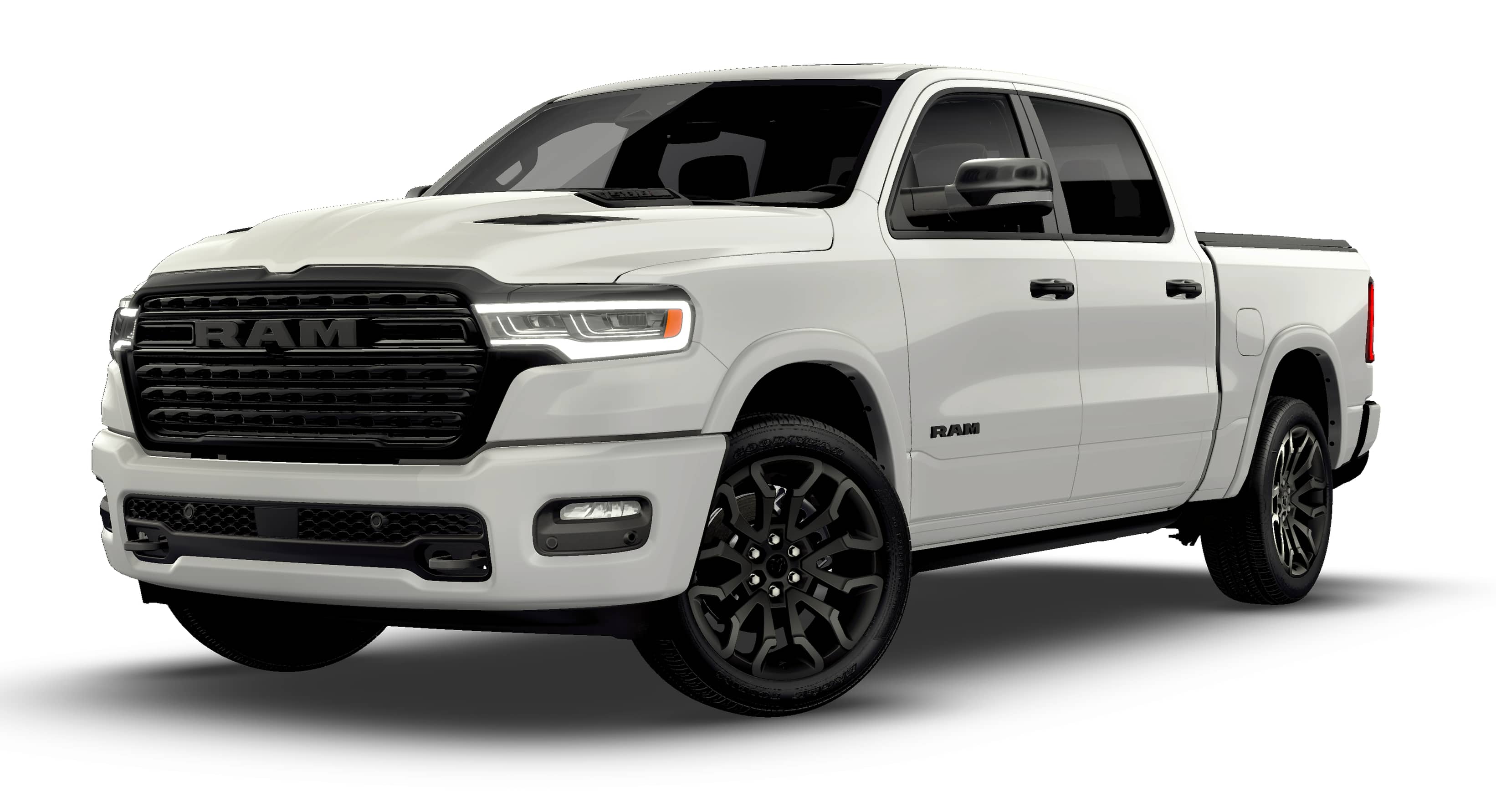 2026 RAM 1500 RAM 1500 LIMITED CREW CAB 4X4 5'7' BOX in Bright White Clear-Coat Exterior Paint — front three-quarter view