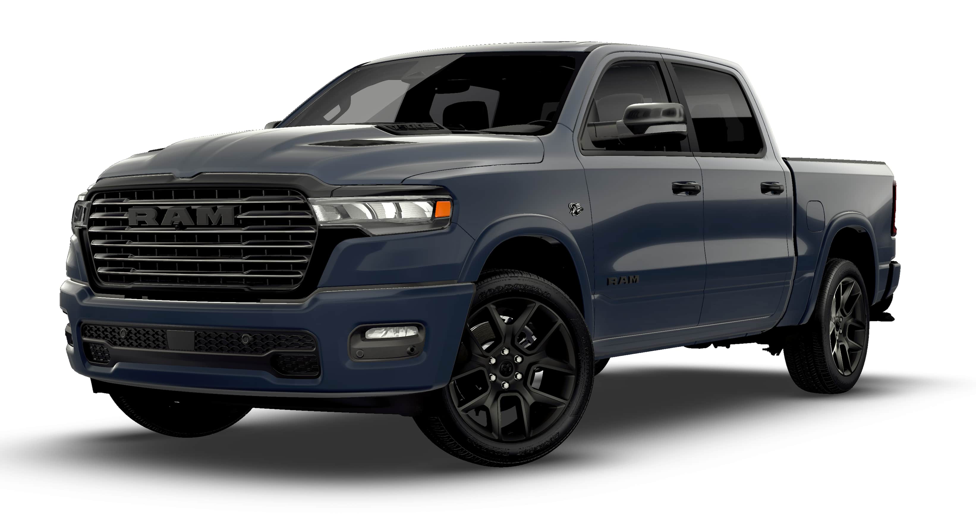 2026 RAM 1500 RAM 1500 LARAMIE CREW CAB 4X4 5'7' BOX in Forged Blue Metallic Exterior Paint — front three-quarter view