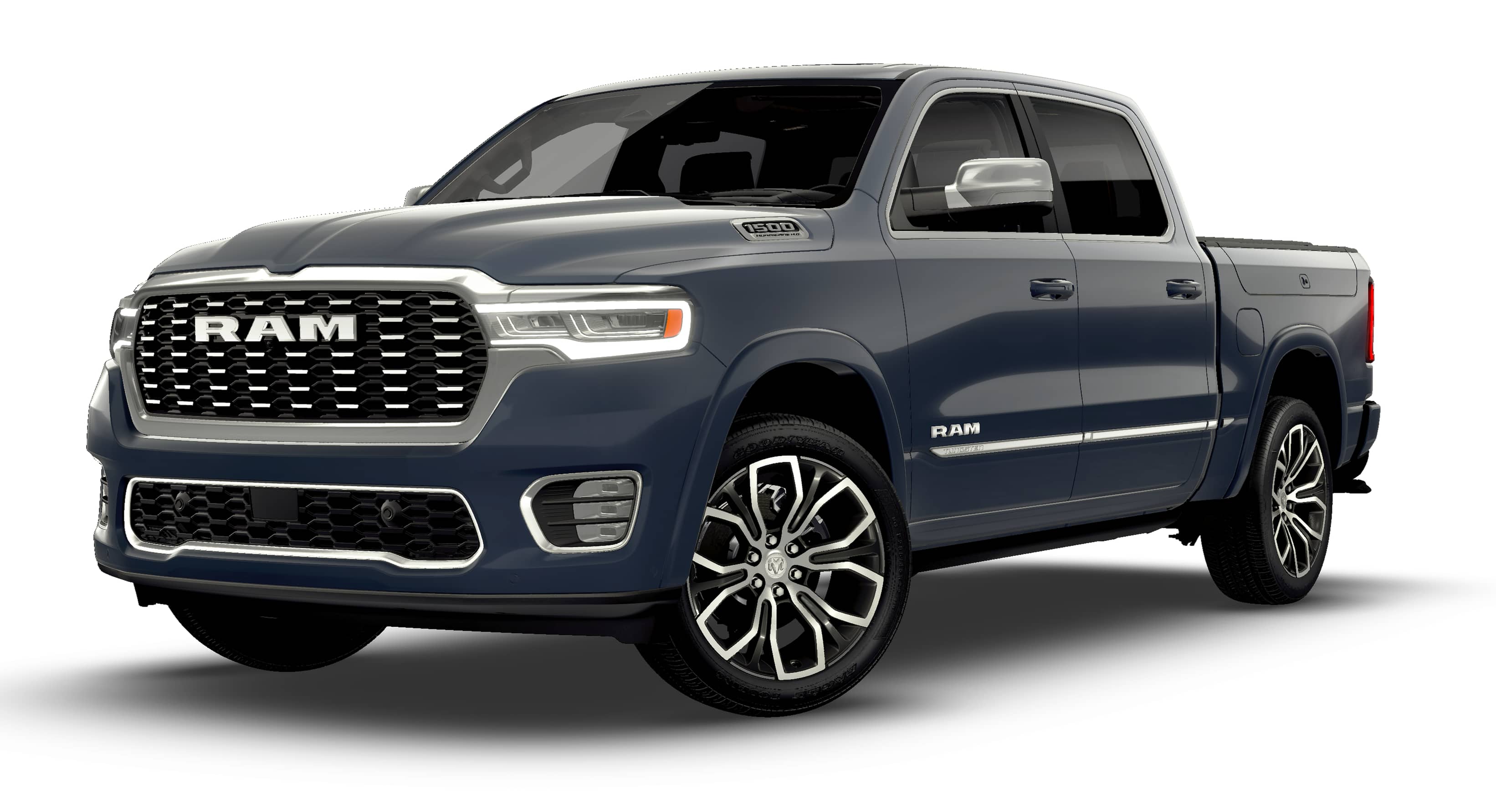 2026 RAM 1500 RAM 1500 TUNGSTEN CREW CAB 4X4 in Forged Blue Metallic Exterior Paint — front three-quarter view