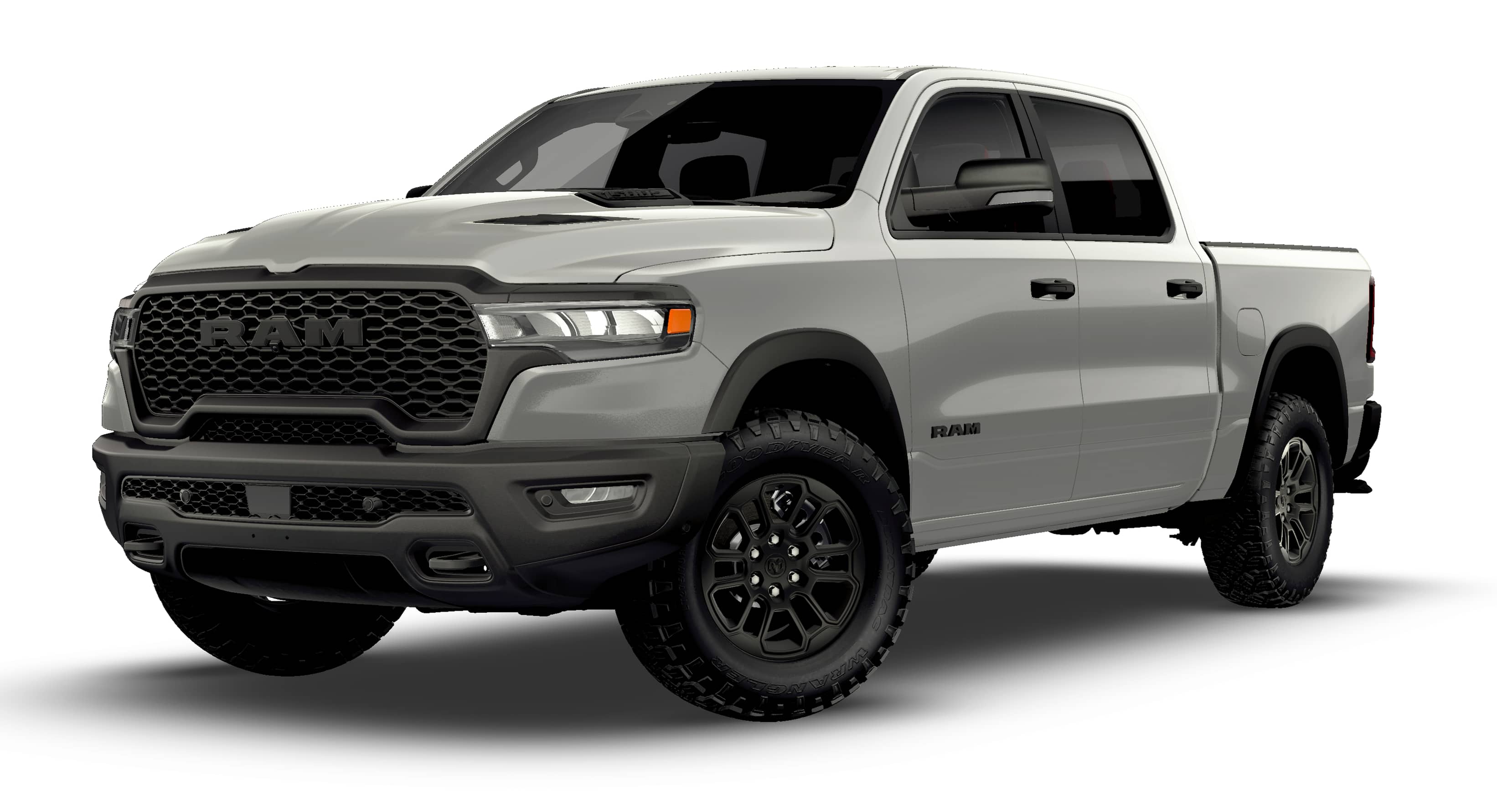 2026 RAM 1500 RAM 1500 REBEL CREW CAB 4X4 5'7' BOX in Silver Zynith Exterior Paint — front three-quarter view