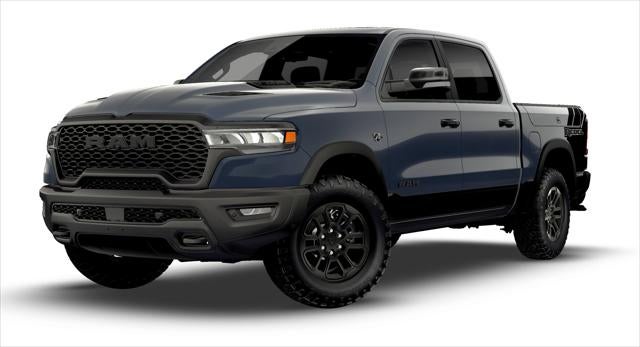 2026 RAM 1500 RAM 1500 REBEL CREW CAB 4X4 5'7' BOX in Forged Blue Metallic Exterior Paint — front three-quarter view