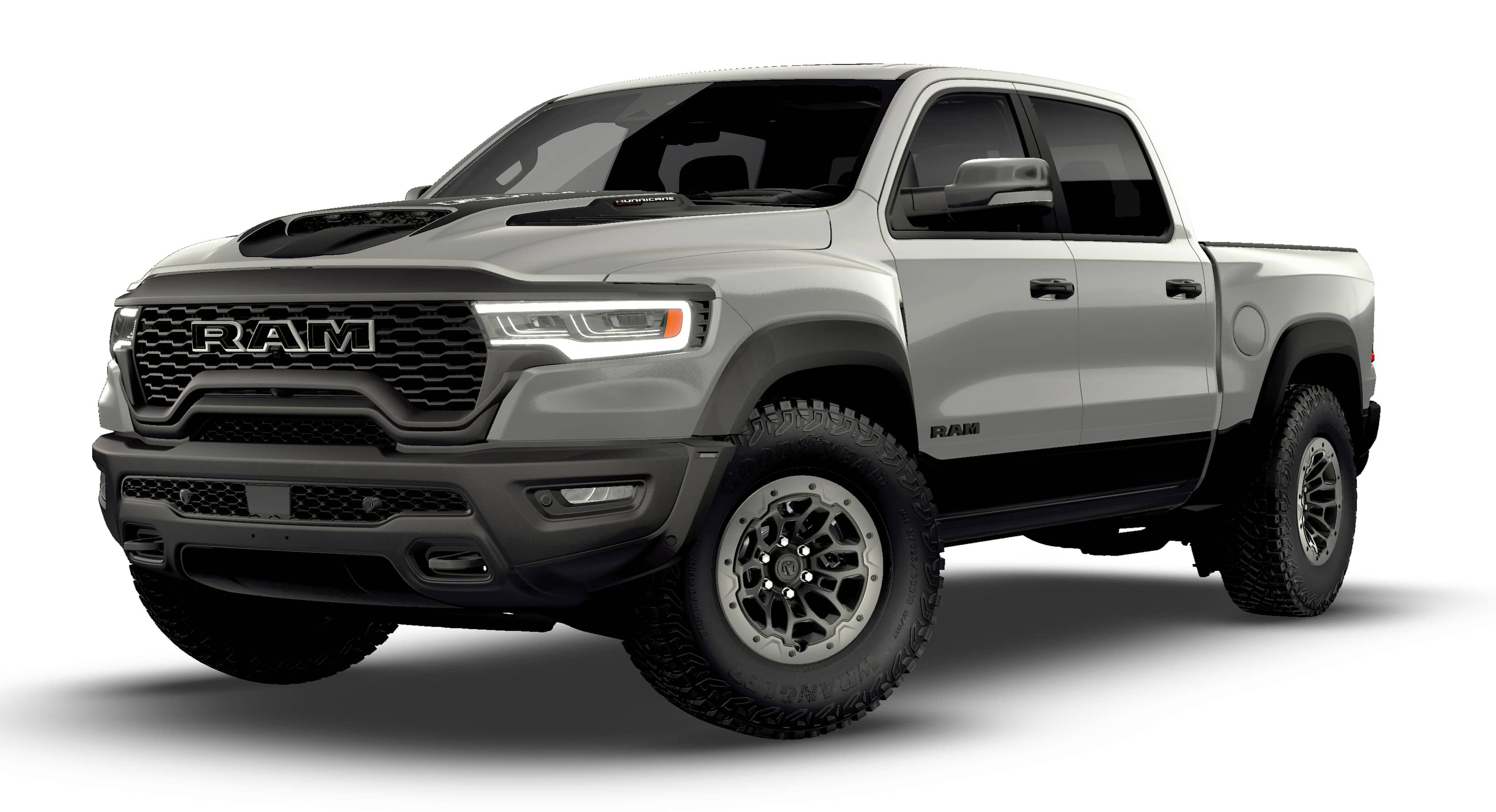 2026 RAM 1500 RAM 1500 RHO CREW CAB 4X4 5'7' BOX in Silver Zynith Exterior Paint — front three-quarter view