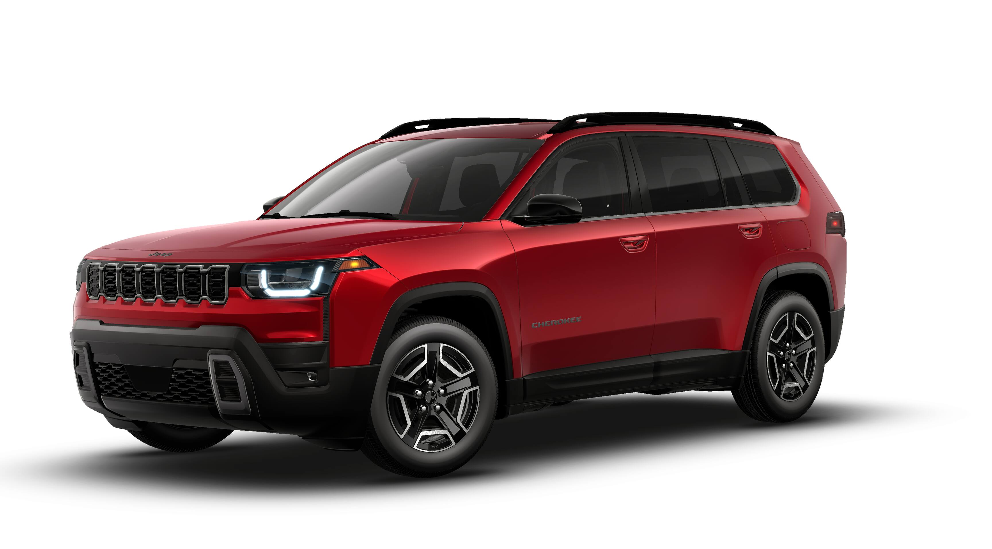 2026 Jeep Cherokee CHEROKEE LAREDO 4X4 in Red Hot Pearl-Coat Exterior Paint — front three-quarter view