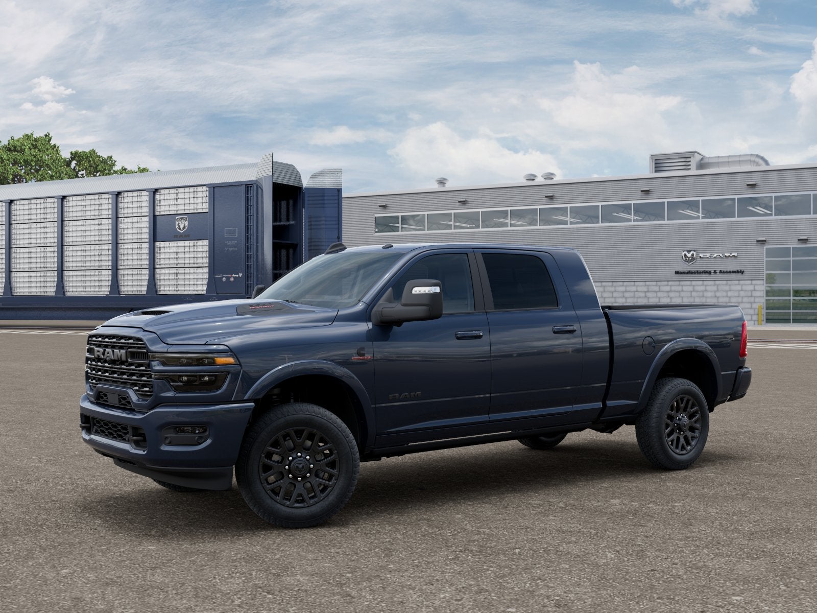 2026 RAM 3500 RAM 3500 LIMITED MEGA CAB 4X4 6'4' BOX in Forged Blue Metallic Exterior Paint — front three-quarter view