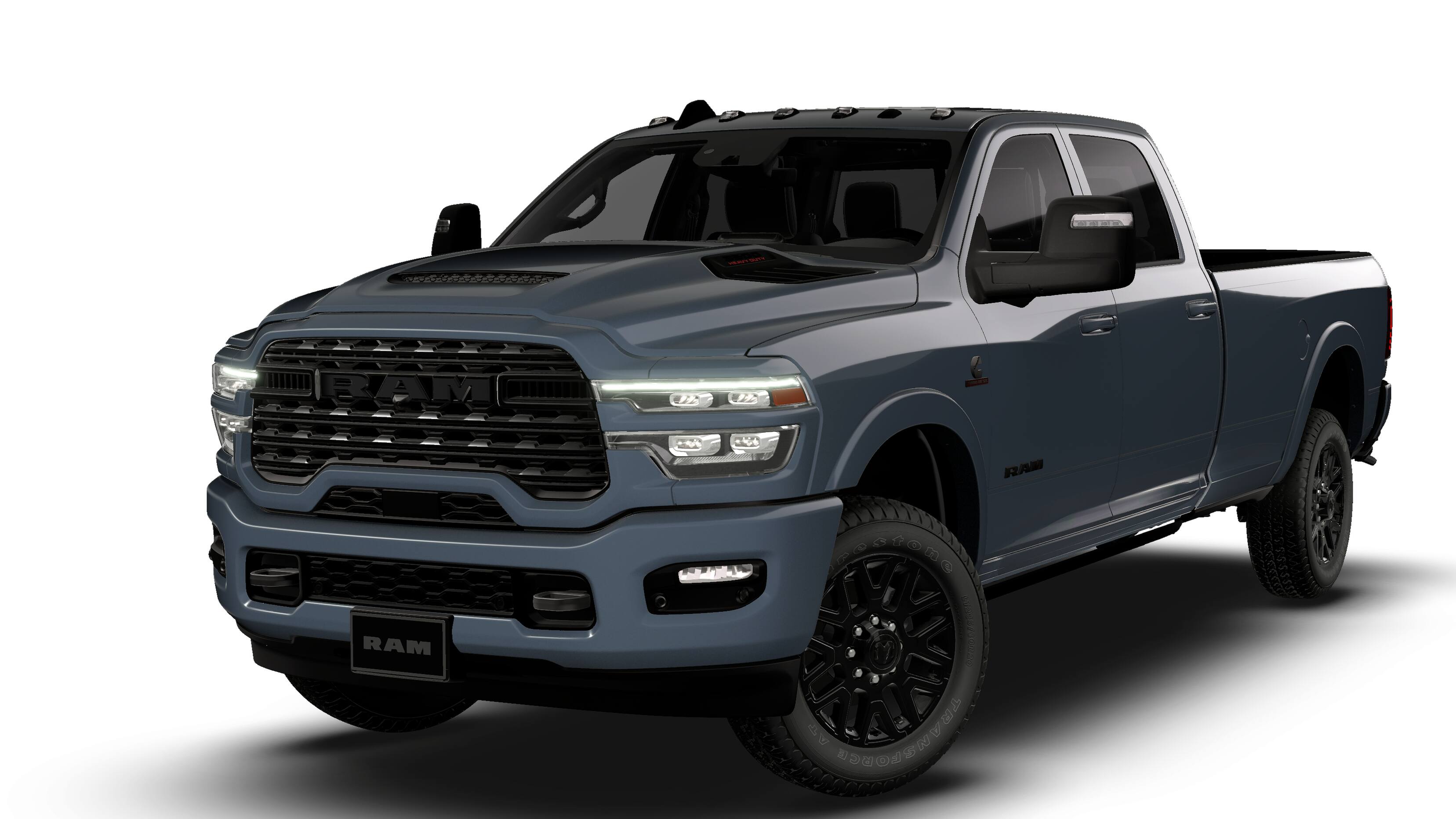 2026 RAM 3500 RAM 3500 LIMITED CREW CAB 4X4 8' BOX in Forged Blue Metallic Exterior Paint — front three-quarter view