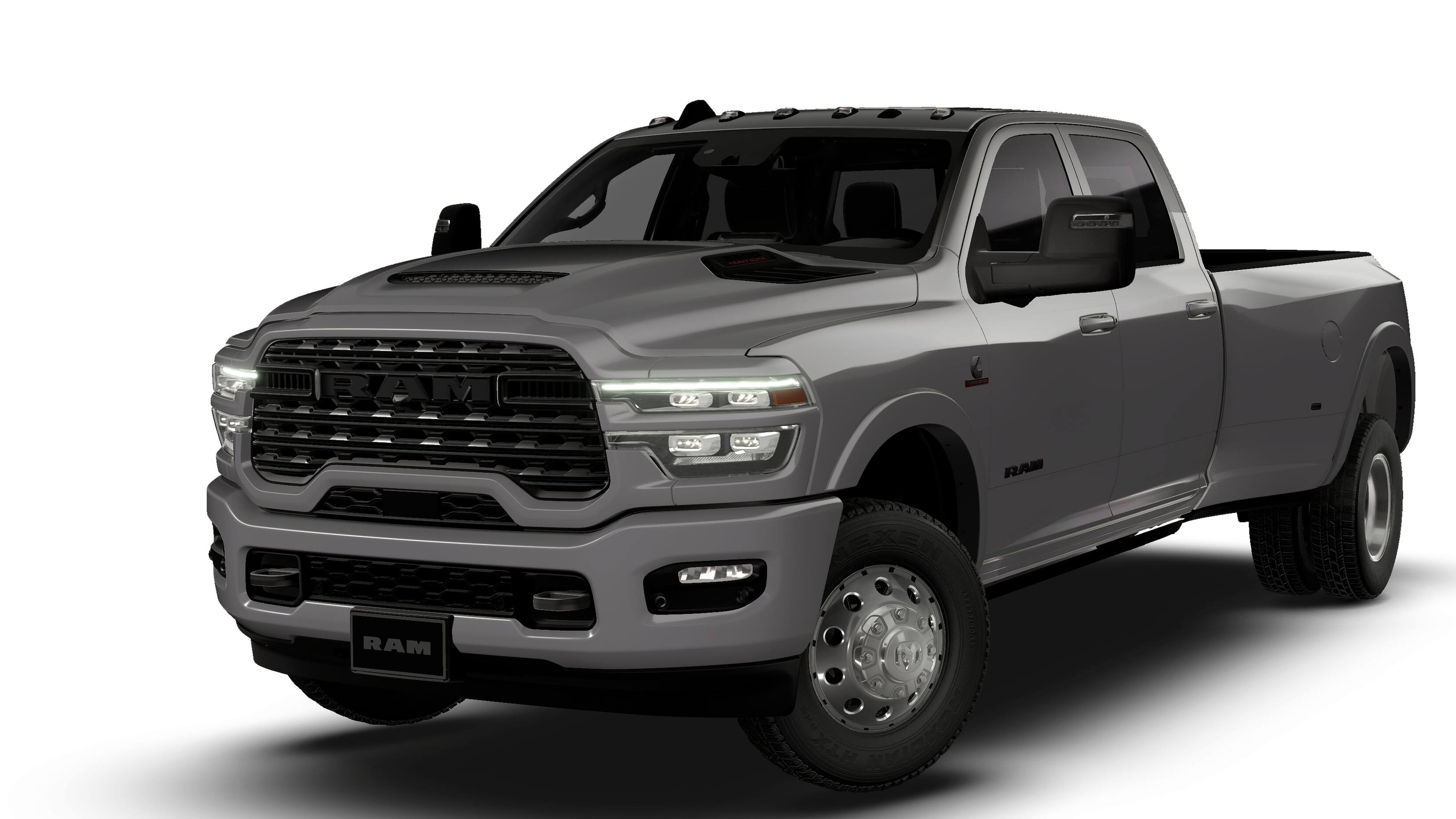 2026 RAM 3500 RAM 3500 LIMITED CREW CAB 4X4 8' BOX in Granite Crystal Metallic Clear-Coat Exterior Paint — front three-quarter view