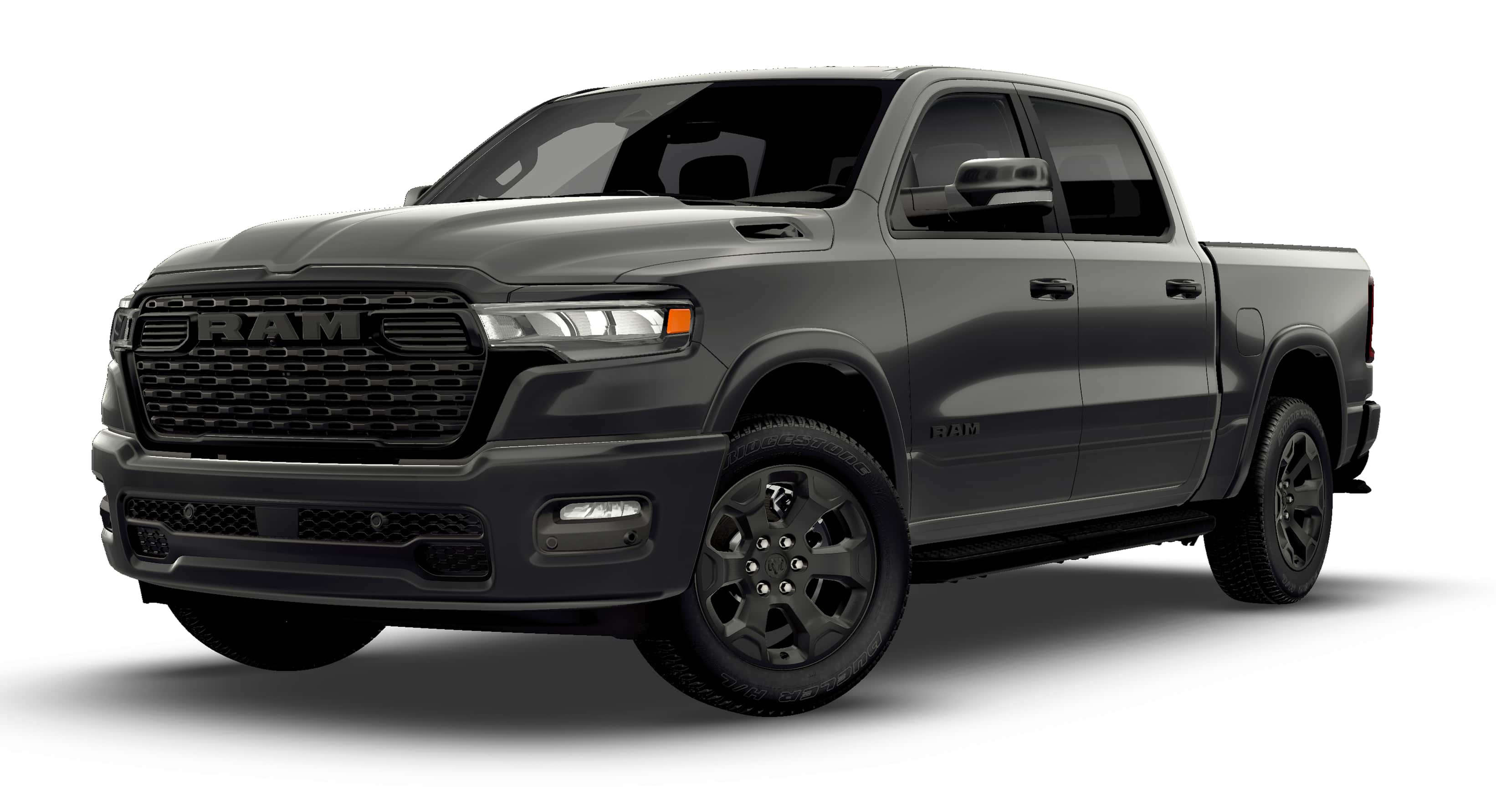 2026 RAM 1500 RAM 1500 LONE STAR CREW CAB 4X4 5'7' BOX in Granite Crystal Metallic Clear-Coat Exterior Paint — front three-quarter view