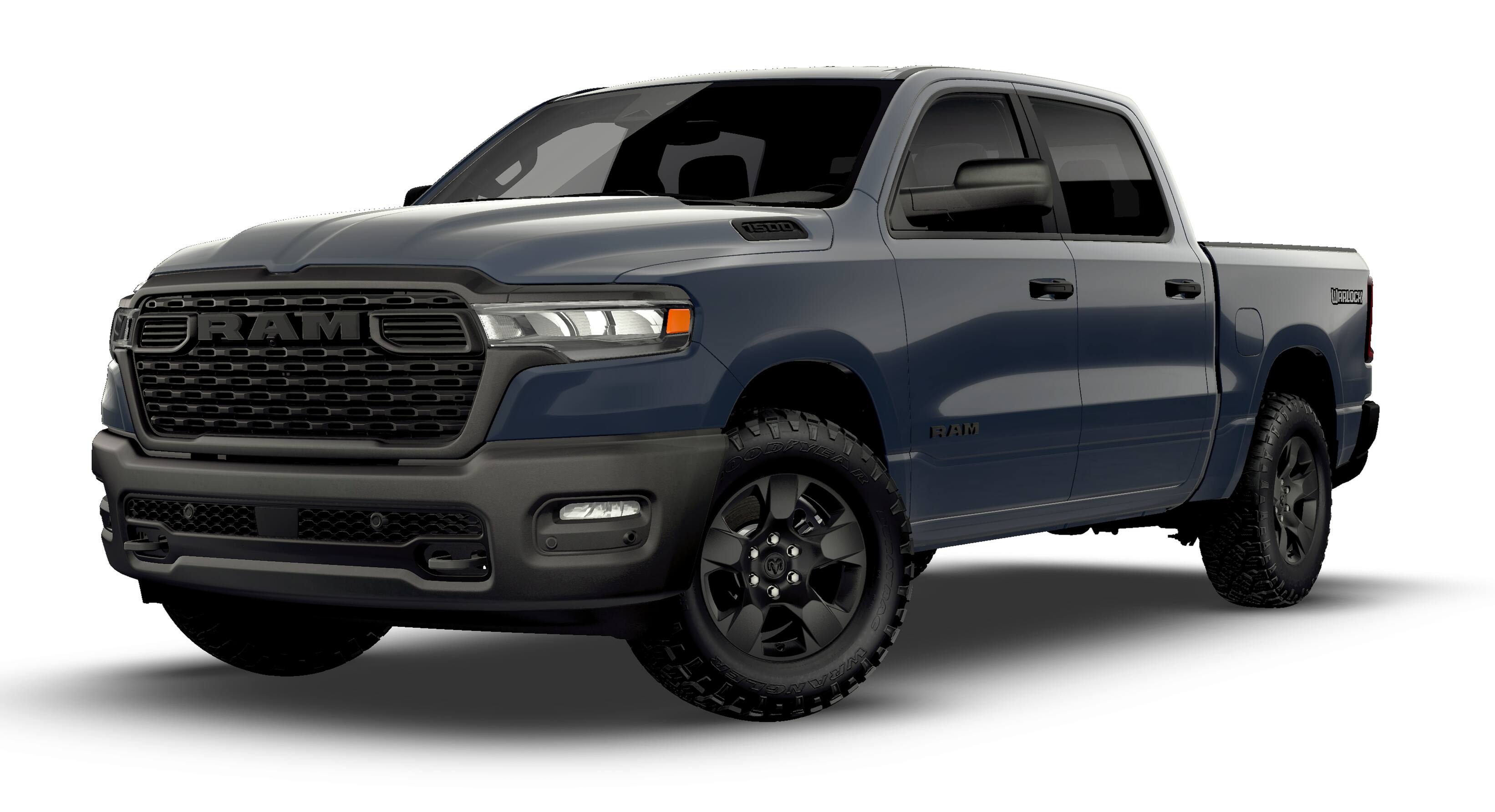 2026 RAM 1500 RAM 1500 WARLOCK CREW CAB 4X4 5'7' BOX in Forged Blue Metallic Exterior Paint — front three-quarter view