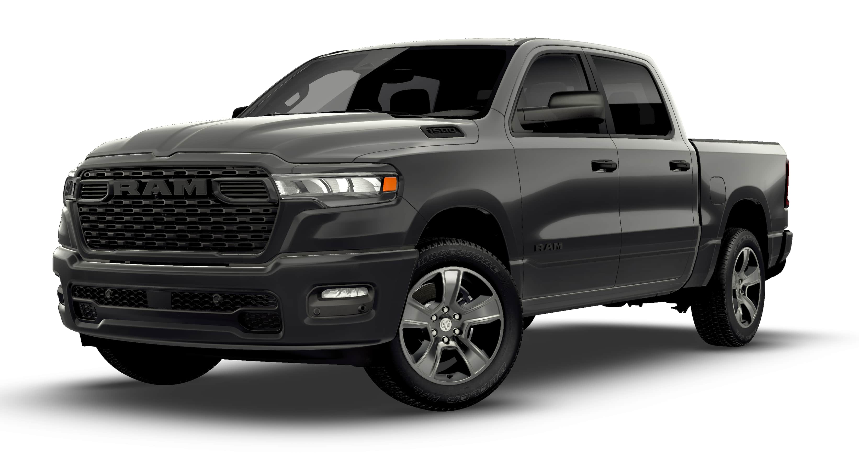 2026 RAM 1500 RAM 1500 EXPRESS CREW CAB 4X4 5'7' BOX in Granite Crystal Metallic Clear-Coat Exterior Paint — front three-quarter view