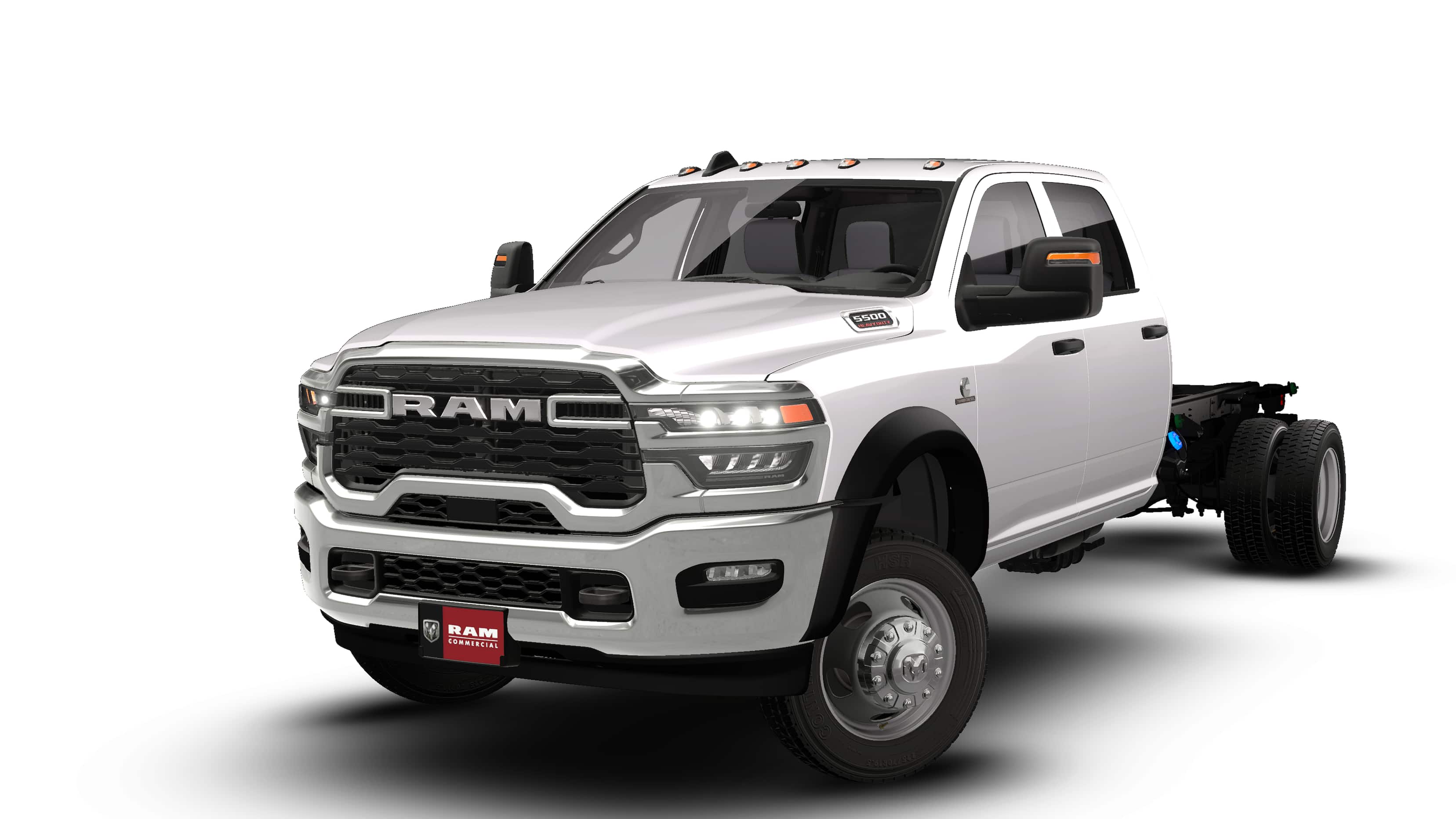 2026 RAM 5500 Chassis Cab RAM 5500 TRADESMAN CHASSIS CREW CAB 4X4 84' CA in Bright White Clear-Coat Exterior Paint — front three-quarter...