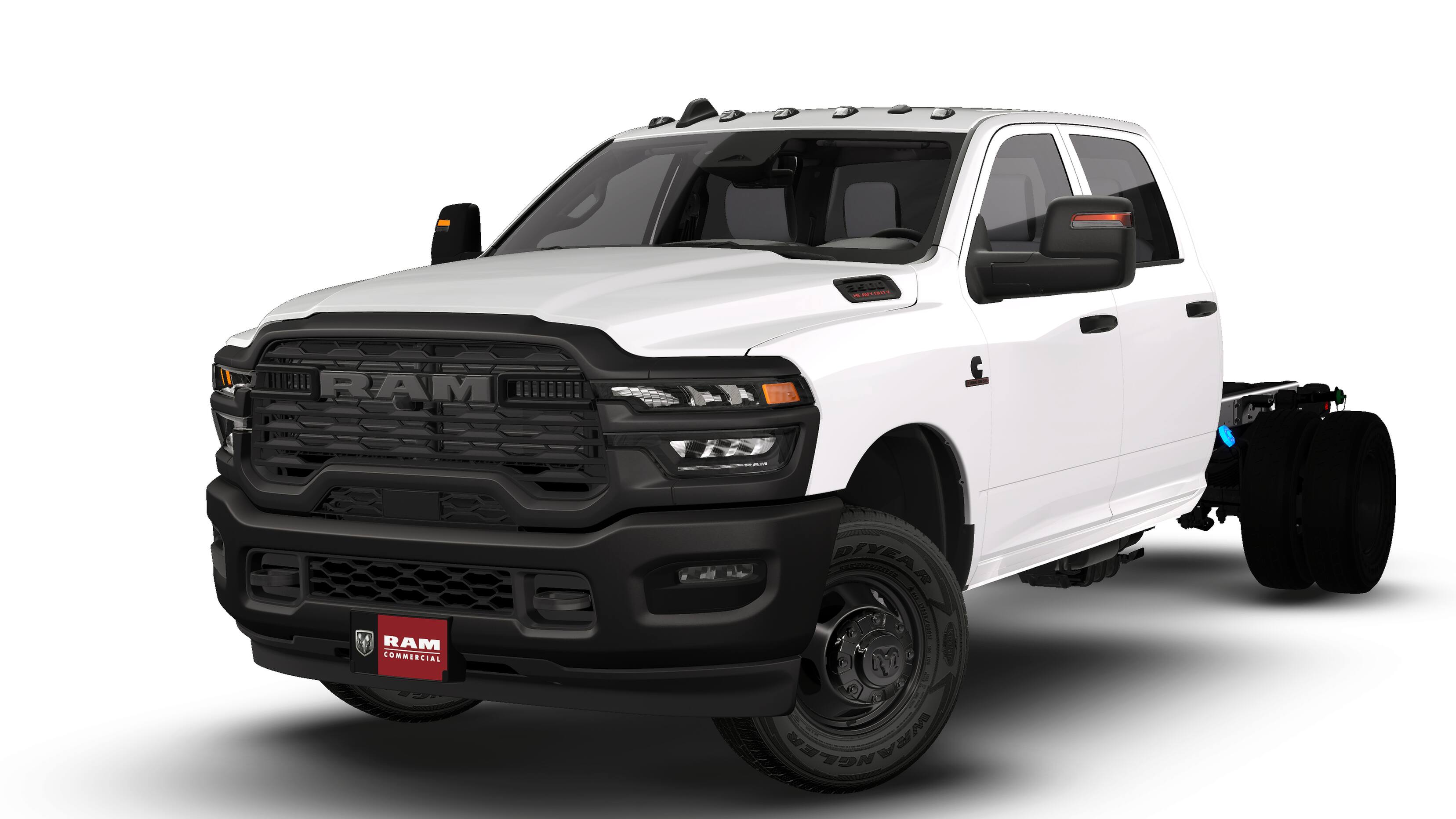 2026 RAM 3500 Chassis Cab RAM 3500 TRADESMAN CREW CAB CHASSIS 4X4 60' CA in Bright White Clear-Coat Exterior Paint — front three-quarter...