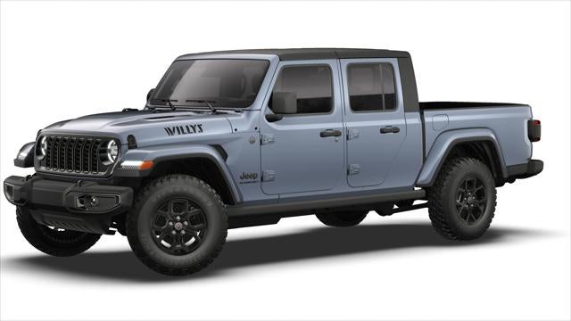 2026 Jeep Gladiator GLADIATOR WILLYS 4X4 in Anvil Clear-Coat Exterior Paint — front three-quarter view