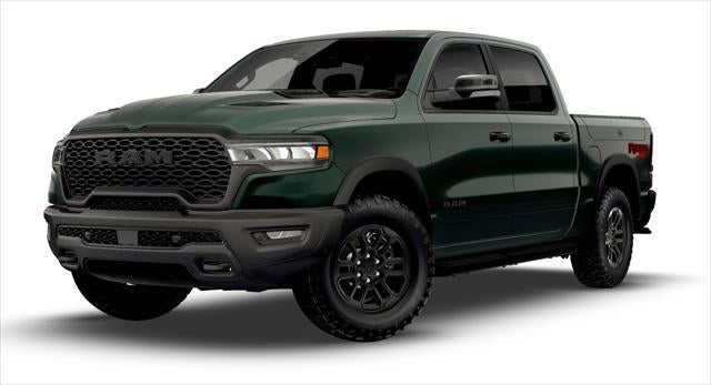 2026 RAM 1500 RAM 1500 REBEL CREW CAB 4X4 5'7' BOX in Serrano-Green Metallic Exterior Paint — front three-quarter view