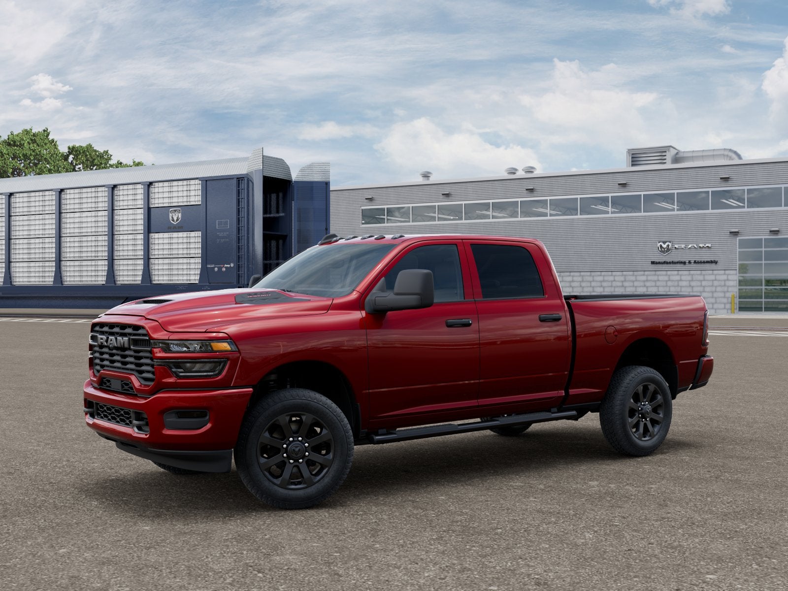 2026 RAM 2500 RAM 2500 BLACK EXPRESS CREW CAB 4X4 6'4' BOX in Molten Red Pearl-Coat Exterior Paint — front three-quarter view